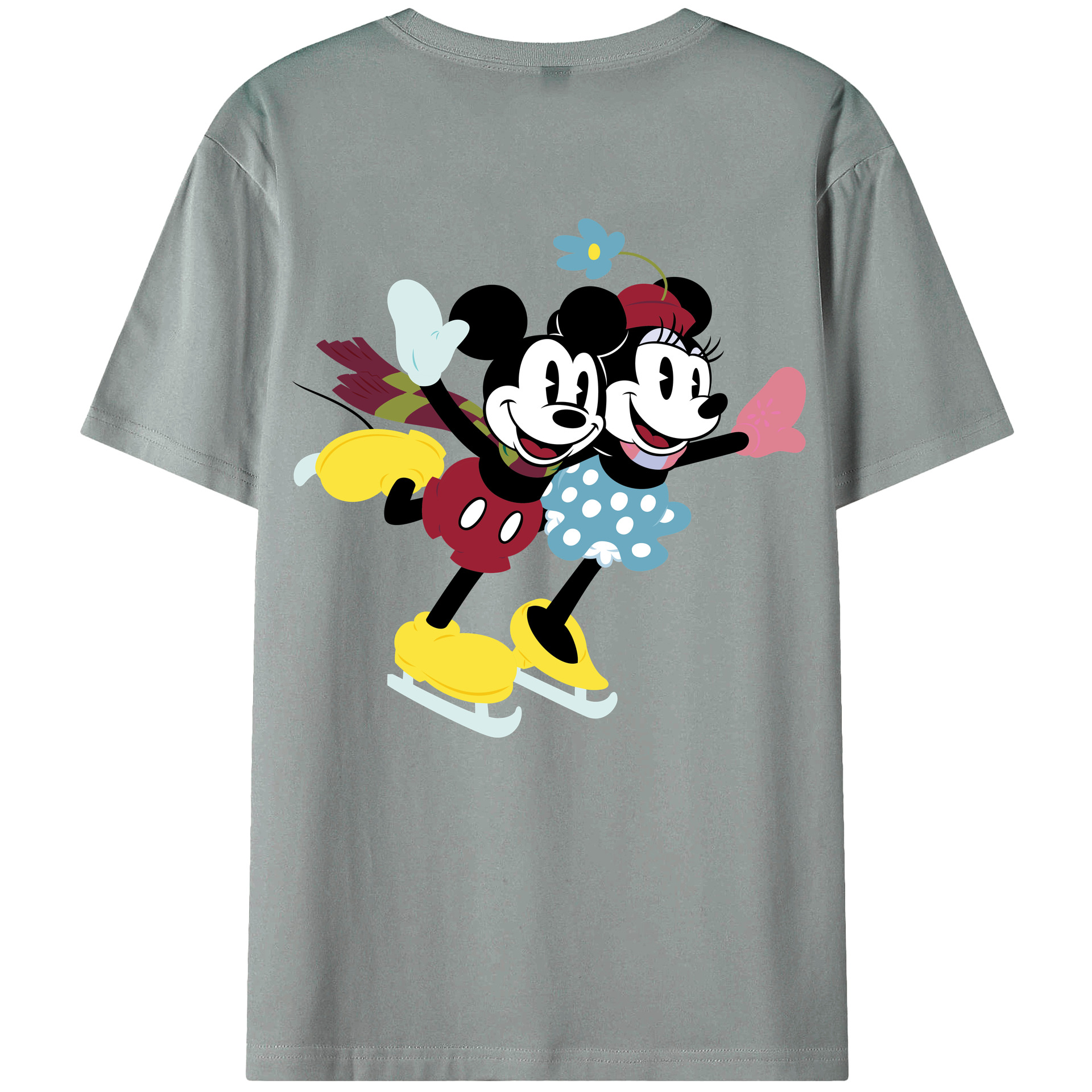 ミッキーマウス Mickey Mouse 綿100％ メンズ半袖Tシャツ（バックプリント） 通気性